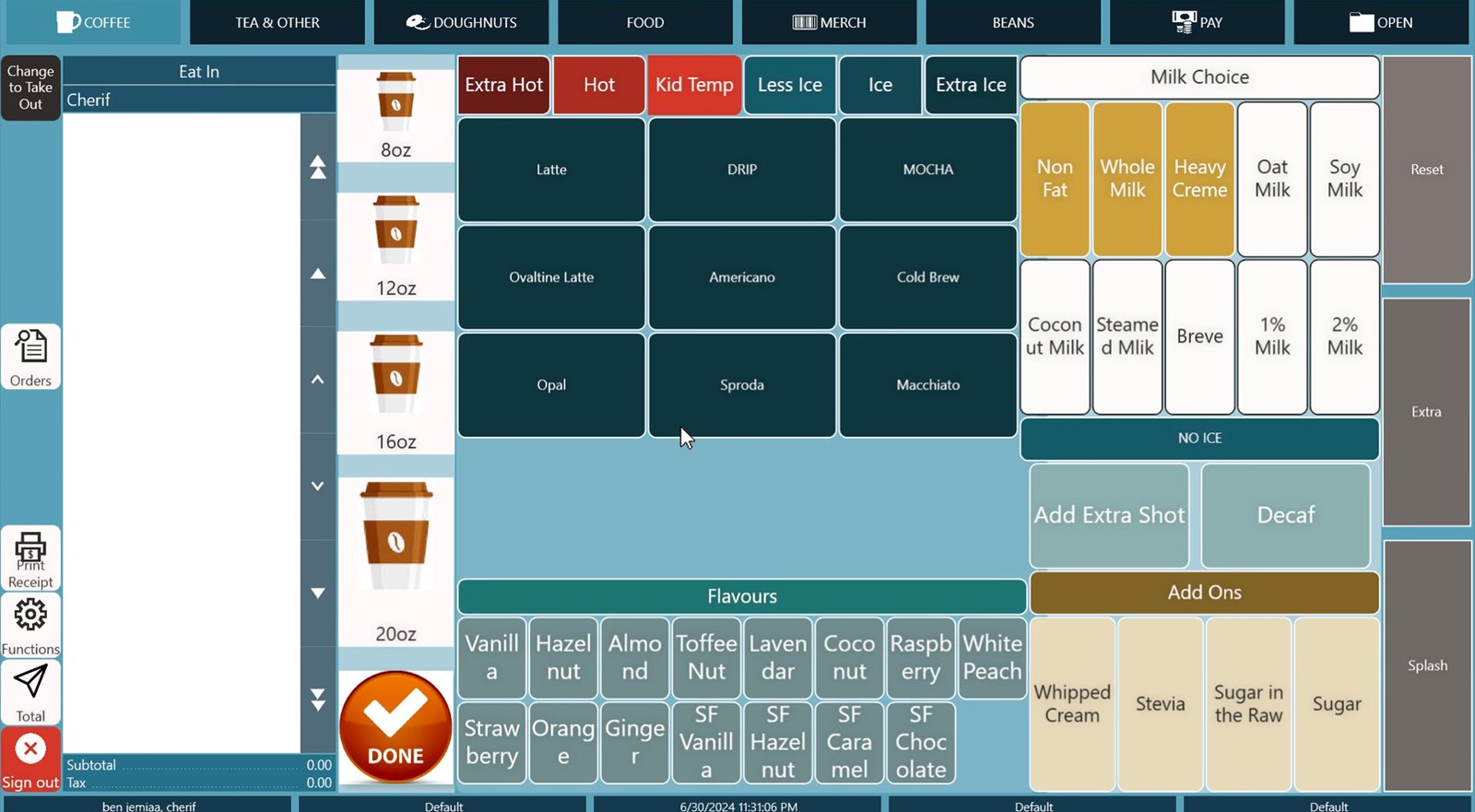 Before: coffee, with modifiers scattered across screens.