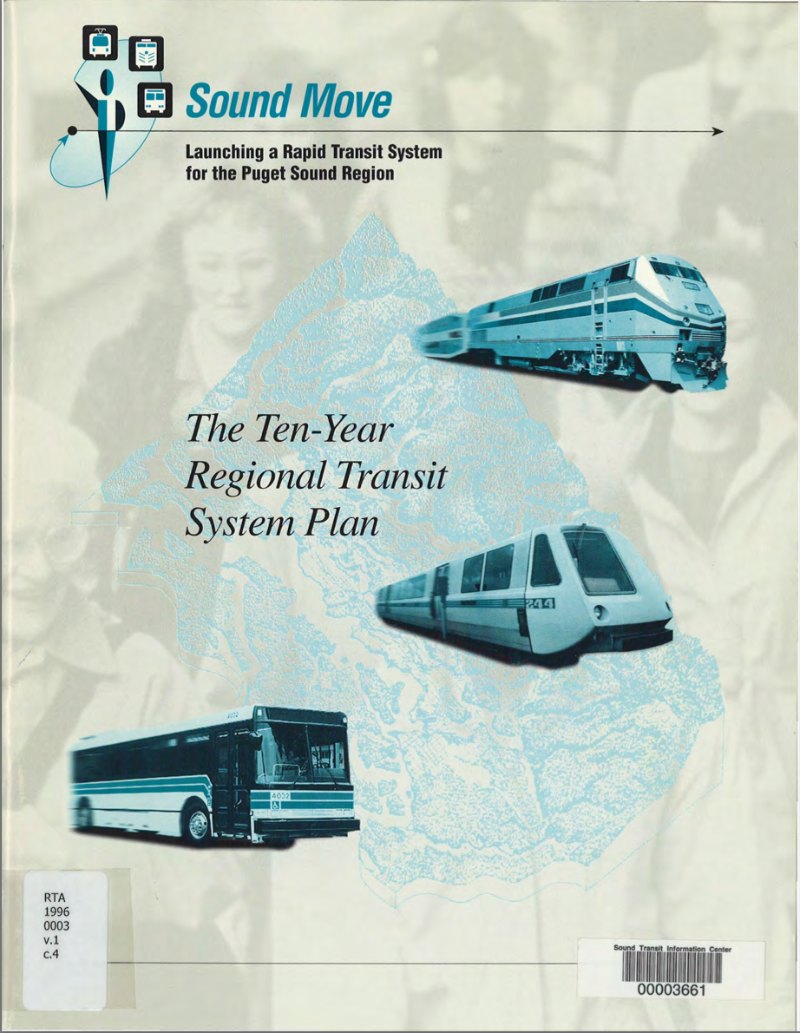 Cover of Sound Move, the 1996 ten-year regional transit system plan